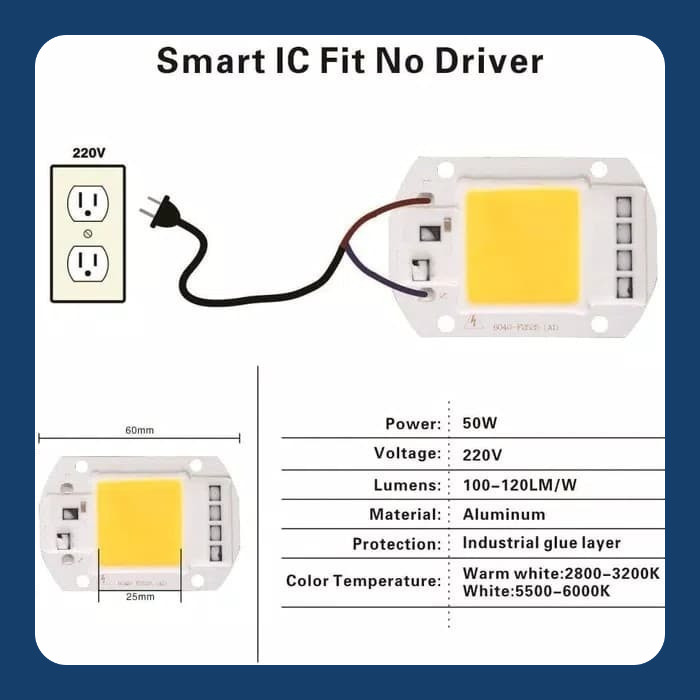 LED COB 50WATT 220V / HIGH POWER LED 220VOLT 50W