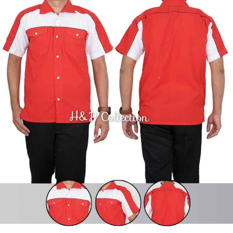 HIGH QUALITY RC Kemeja Seragam Kerja , Baju Seragam Merah Putih , Baju Seragam Biru Putih , Baju Ser
