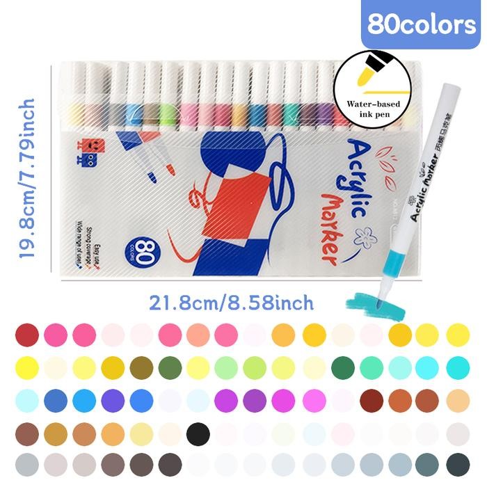 

【M-MT】PROMO!!! Hightune Acrylic Marker Set Spidol Akrilik DIY Painting Spidol Pastel Pulpen Highlight Drawing Warna - 80 Warna