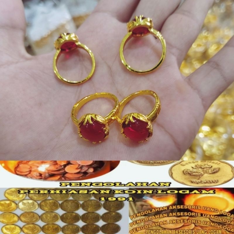 KOIN ASLI CINCIN PERMATA MERAH TERLARIS TERBUAT DARI BAHAN KOIN LOGAM 1990-1991-1992
