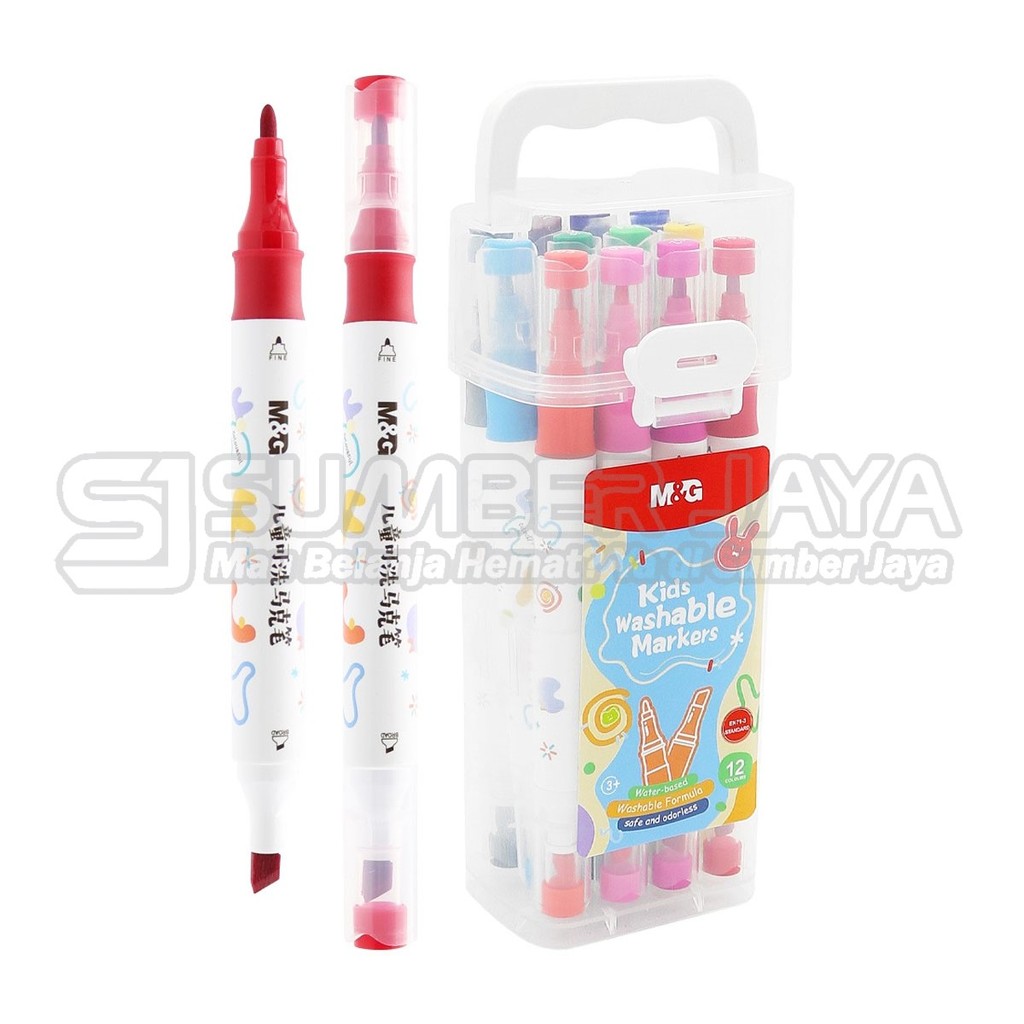 

Spidol Warna 2 Sisi Kids Washable Marker Pen SPIDOL WARNA M&G APMT3411-3414 Isi 12 24 36 48 Warna COLORFULL ALAT MELUKIS