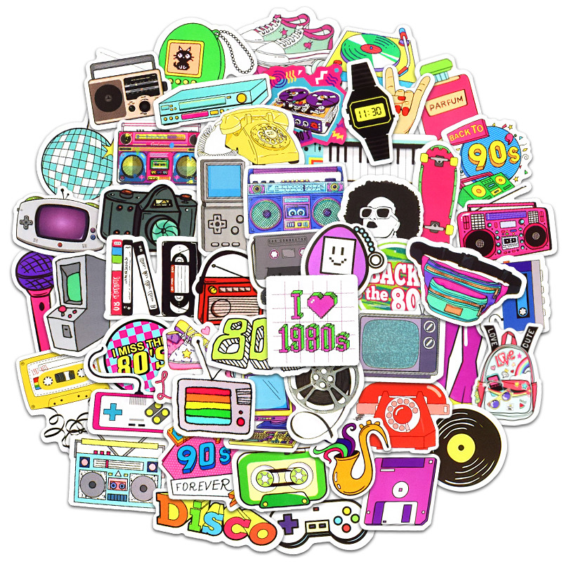 

70 PCS 80s 90s Style Stickers Wall Stickers for Bedroom Closet Cool 80s Party Supplies Decor Sticker Decals Cute Home Decoration