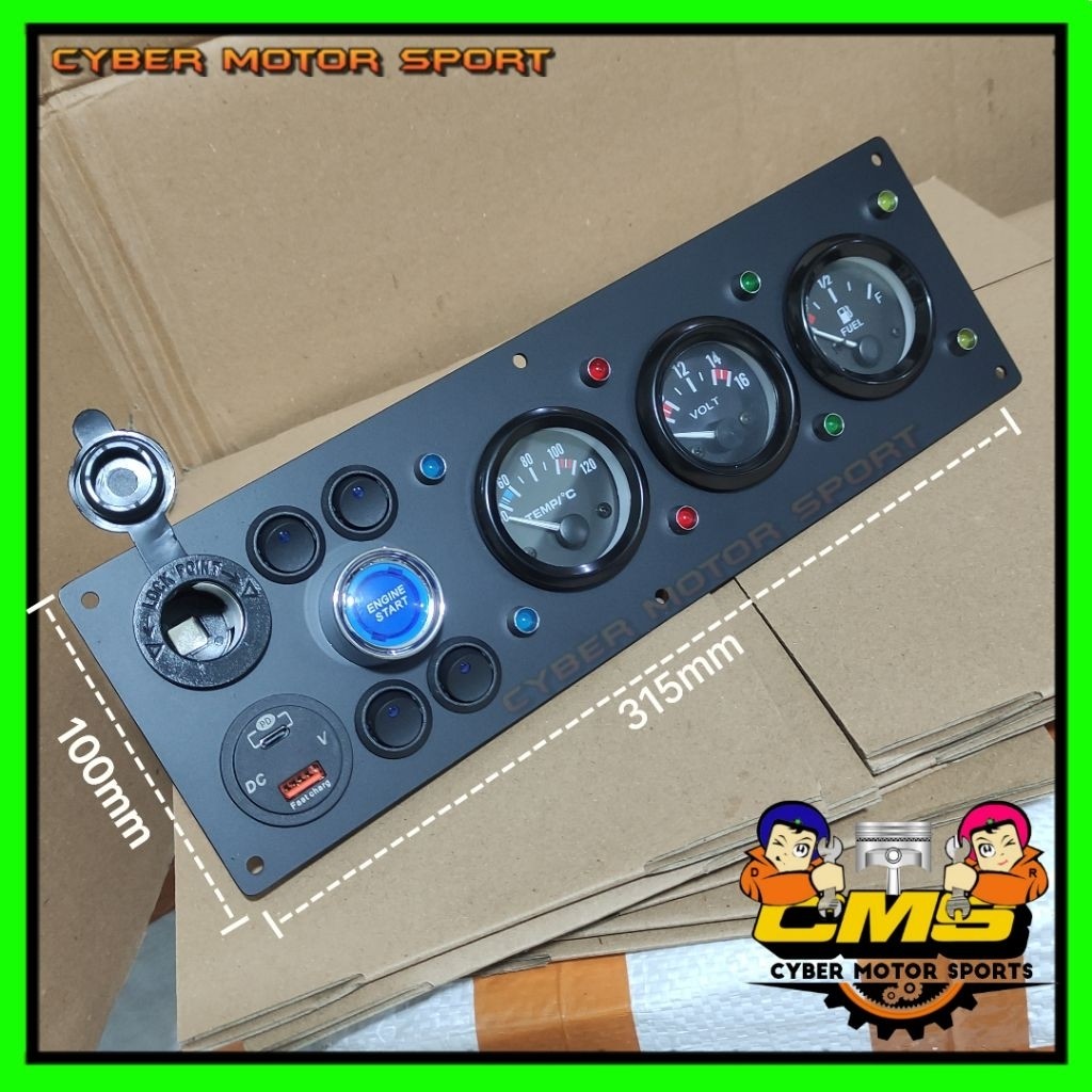 dashboard gauge universal 12v indikator mobil water temp fuel meter bensin solar volt engine start b