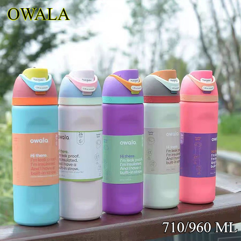 OWALA Cangkir Air Tahan Panas Stainless Steel 304, Kapasitas Besar, Genggam, untuk Olahraga dan Outd