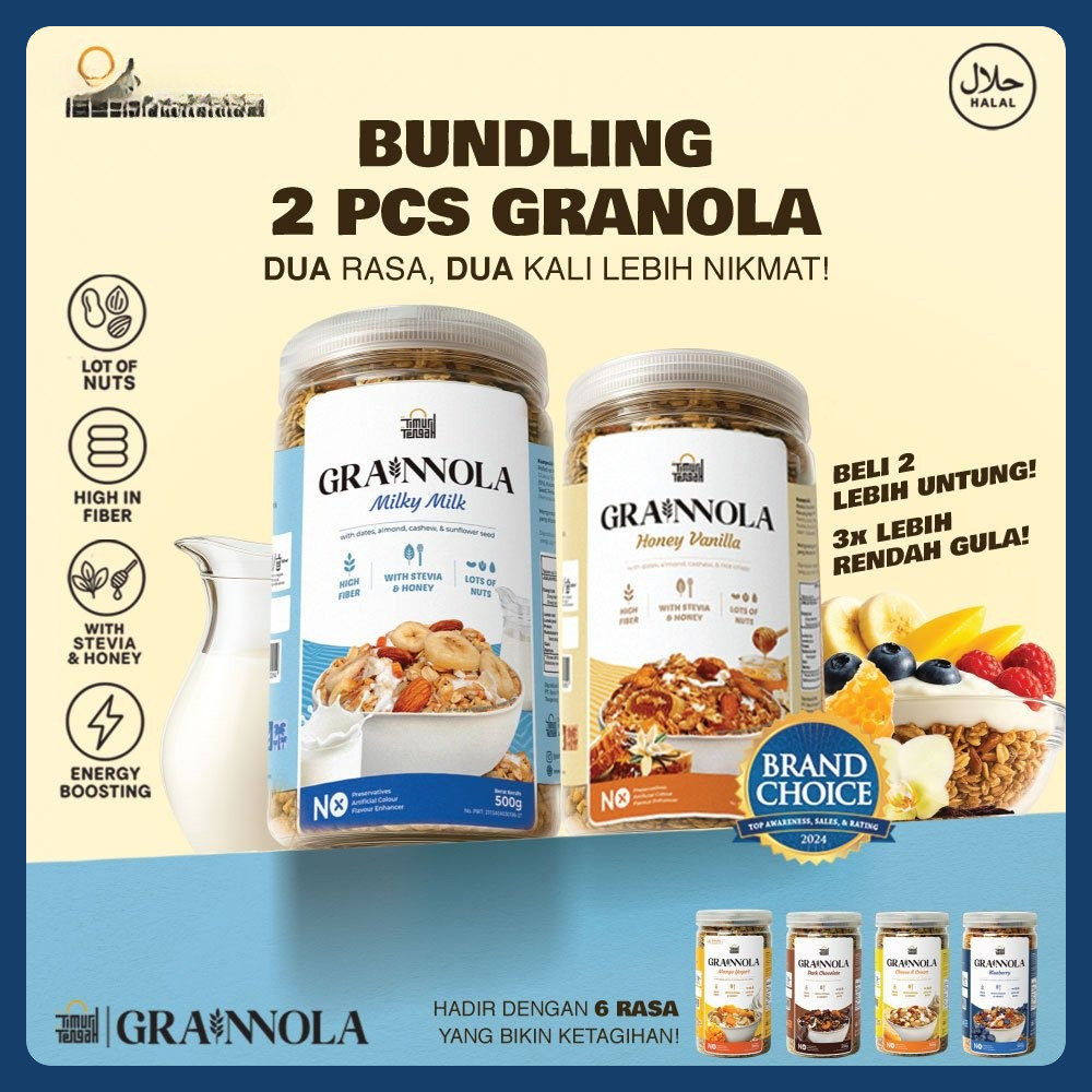 

Timur Tengah - [Paket Bundling 2 Pcs] Grainnola 500 gr Granola Sereal Sarapan Sehat Rendah Kalori