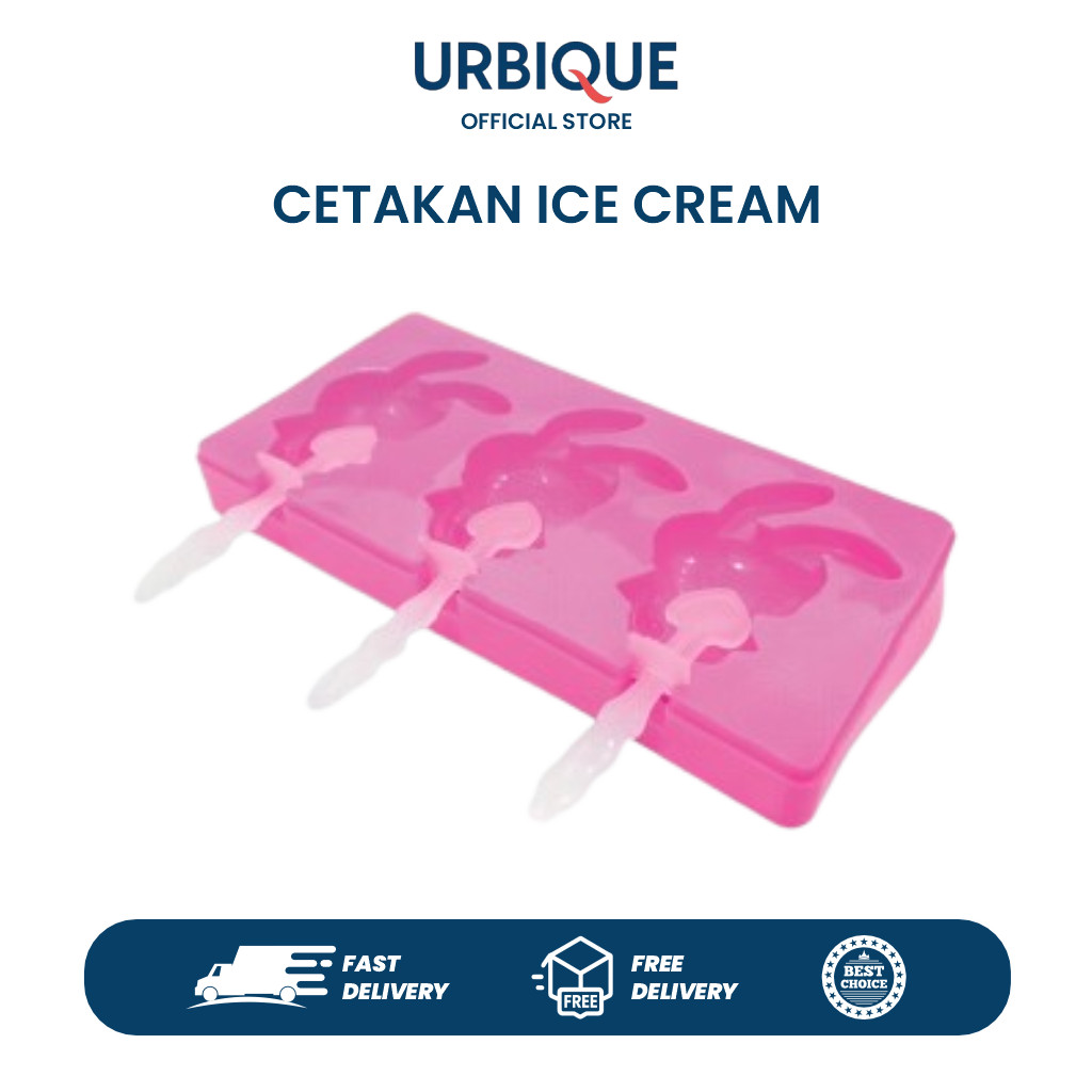 Cetakan Es Krim Homemade Silikon – Food Grade 3 Slot + Tutup Plastik - Cetakan Ice Cream