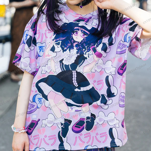 BaraBara Cute Kawaii Yami Print Women's Short Sleeve T-Shirt Summer Casual 3d Print Summer Cute Men'