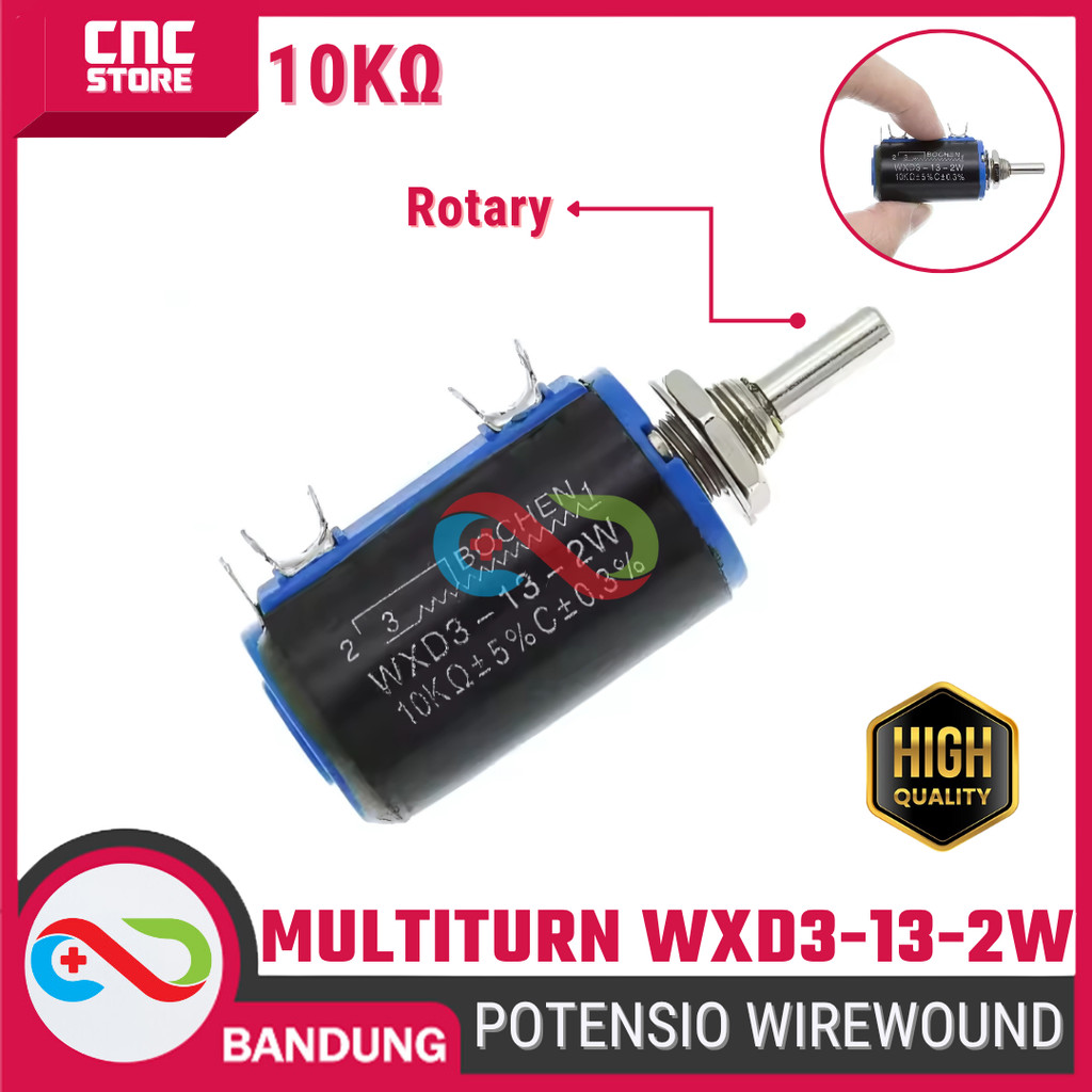 Potensiometer Wirewound WXD3-13-2W – Potensio Presisi Multiturn 10K 2W 3 Pin & 5 Pin untuk Pengatura