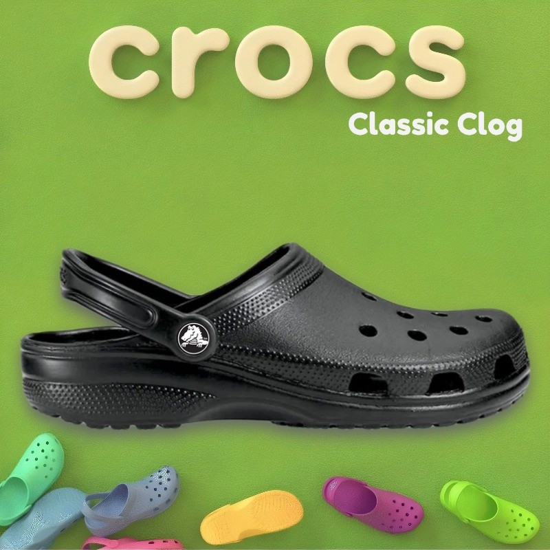 ORIGINAL Crocs Unisex Classic Clog,Classical Crocs Sandal Wanita,Sandal Crocs Pria-Hitam
