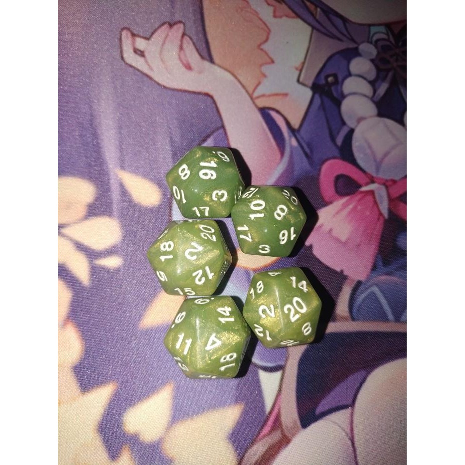 Dice / dadu 20 sisi pokemon, mtg, yugi etc - Army green