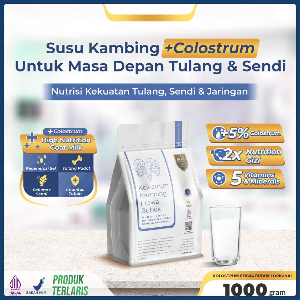 

Ternak Syams Susu Kambing Etawa Bubuk Plus Kolostrum 1KG Rasa Original Natural rendah gula mengatasi asam urat nyeri sendi osteoporosis kebas keram kesemutan pengeroposan tulang syaraf kejepit lansia pegel linu diabetes hipertensi herbal alami termurah
