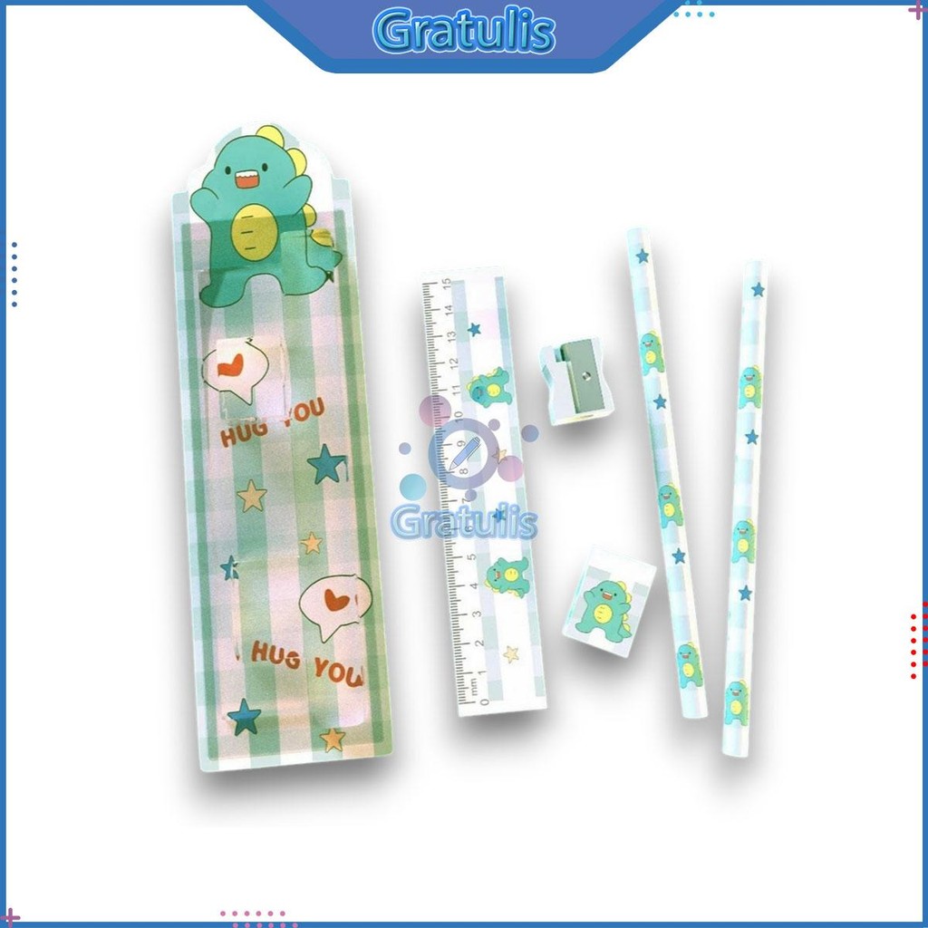 

1 SET PERLENGKAPAN TULIS ANAK LUCU AIMILO 5 IN 1 [1 PACK/5 PCS] / PENSIL / RAUTAN/ PENGGARIS / PENGGAPUS KARAKTER / PERALATAN MENULIS TK SD SEKOLAH