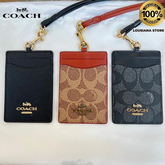 

Lanyard Id Coäch Siganture Canvas Logo Embossed - Brown Signature