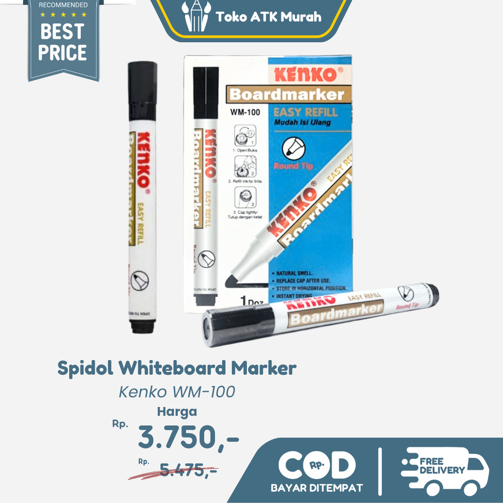 

Spidol Whiteboard Marker Kenko - Non Permanent WM-100