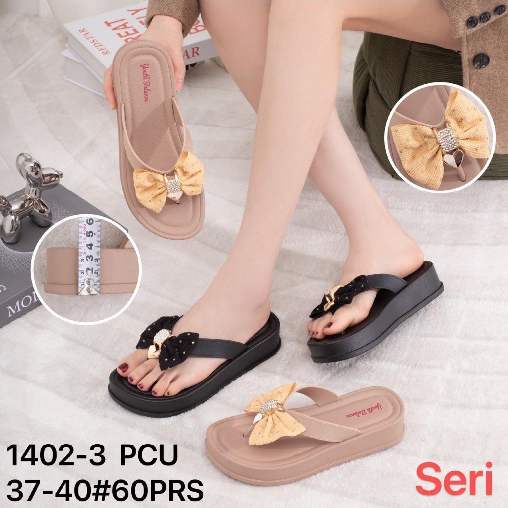 Sandal Jepit Pita Wanita / Sandal Jepit Wedges / Sandal Jepit Tebal Pita Youth Balance 1402-3