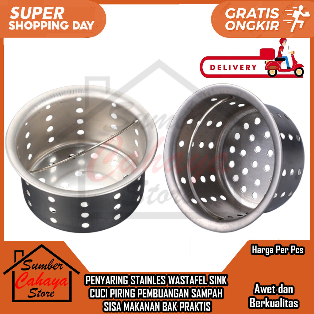 Penyaring Saringan Afur Stainless Multifungsi Wastafel Dapur Cegah Mampet Sink Lubang Cuci Piring Be