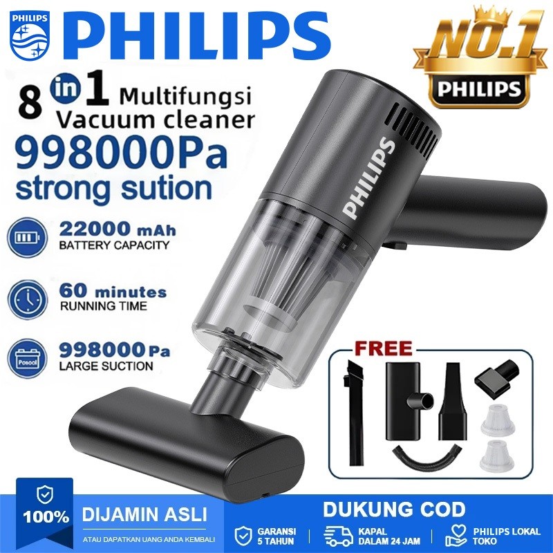 PHILIPS Vacuum Cleaner 998000PaPenyedot debu 5-in-1 Vakum SerbagunaPortable Wireless Mobil Kasur Hem