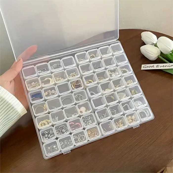 

EAQP Kotak Perhiasan Aksesoris Plastic Storage Jewelry Box 56 Grid DYR5BD