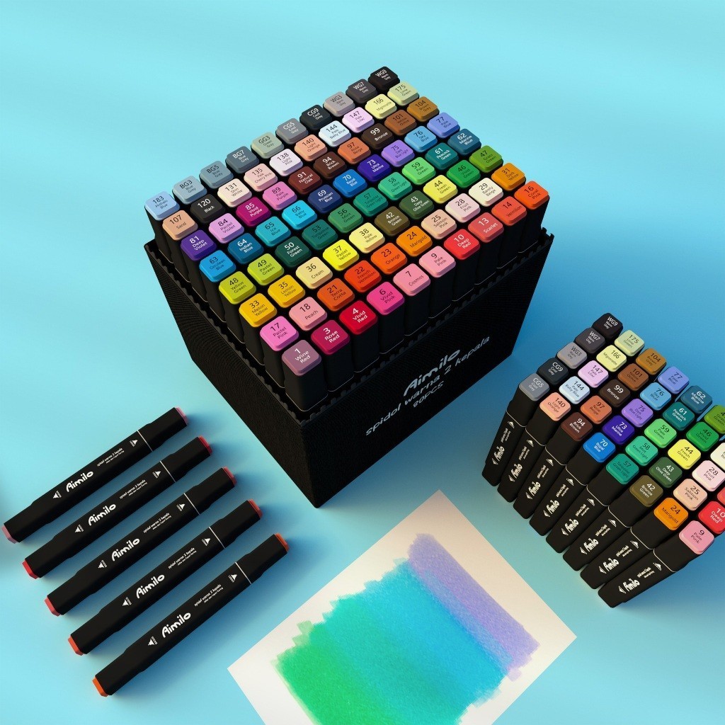 

Jaje.store Aimilo Spidol Warna Set / 1 Set Sketch Marker 48 / 60 / 80 Warna