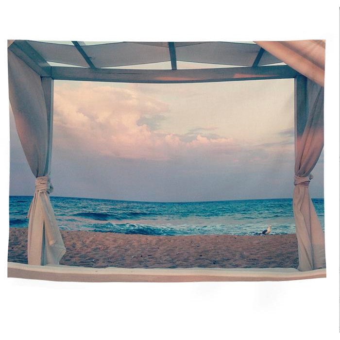 LATAR BACKGROUND DEKORASI PEMANDANGAN PAJANGAN DINDING LUKISAN KAIN - 83