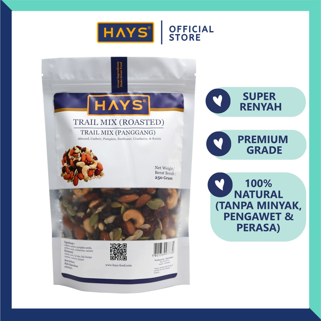 

Trail Mix (Roasted) 250 Gram Almond Mede Cranberry Raisin Pumpkin Sunflower / Campuran Kacang Panggang Almond Mete Cranberry Kismis Pumpkin Biji Bunga Matahari (kuaci kwaci)