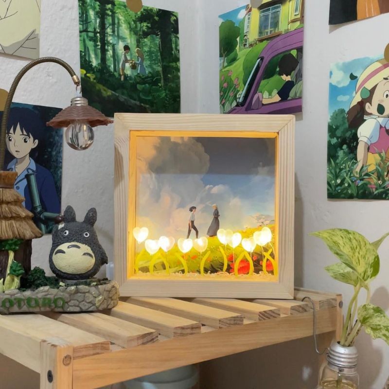 Frame Howls moving castle /Ghibli Frame / Ghibli /Ghibli Collection / Dekorasi dinding /Lampu Hias K