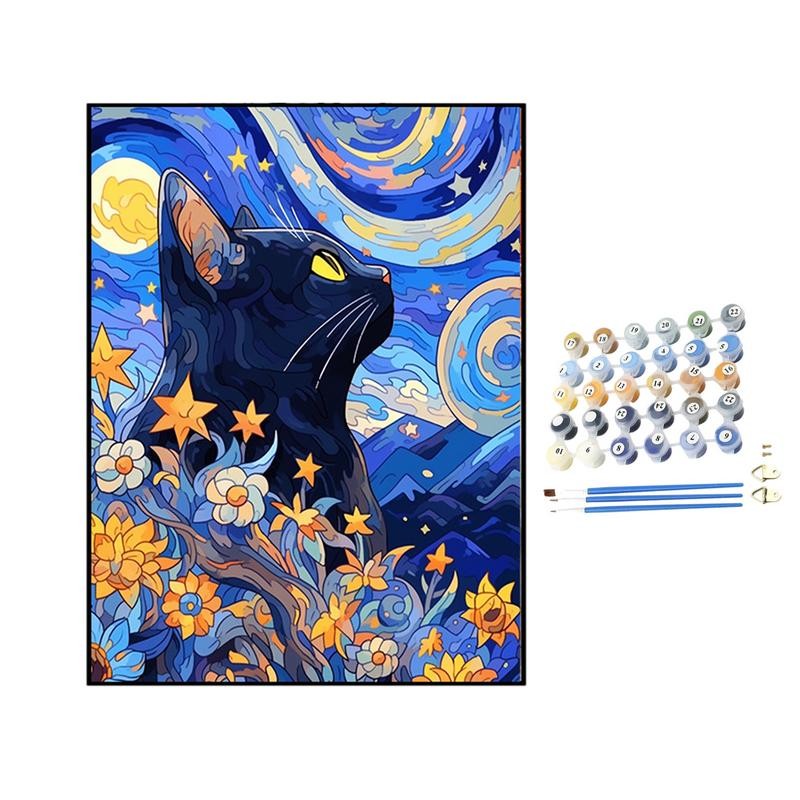 

Oil Painting Set Painting Cat By Numbers Kits Oil Painting Gift Hand Painting Kit DIY Paint For Boys Girls Family Childrn Gifts