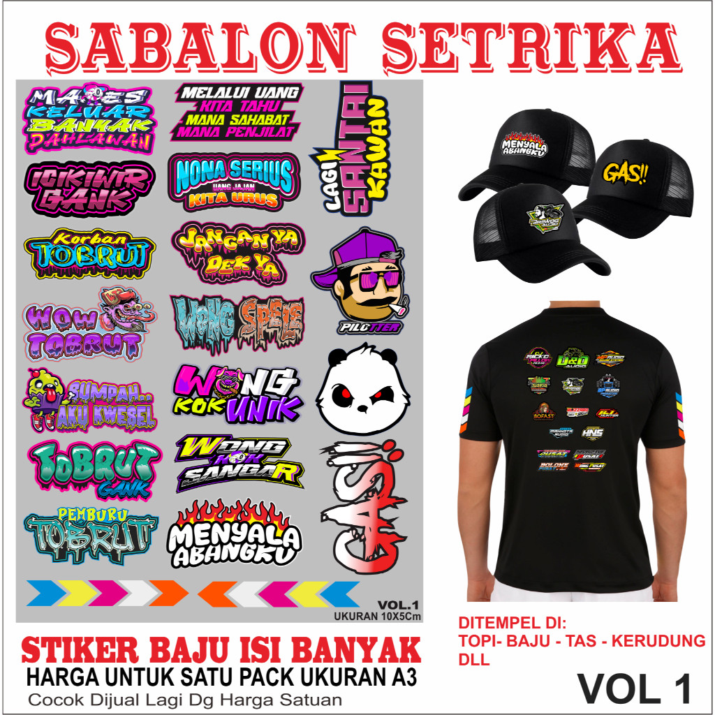 

SABLON Stiker Pack DTF Kata Kata Viral Ukuran A3 isi 25++