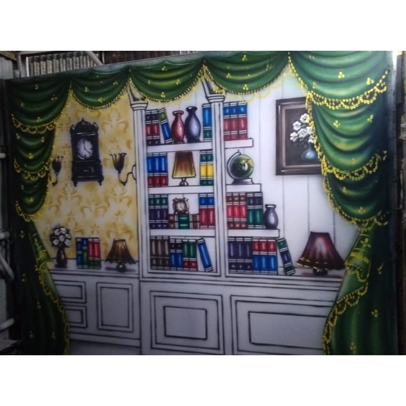 BACKGROUND WISUDA PUTIH 3X2,5 M HORDEN HIJAU CO