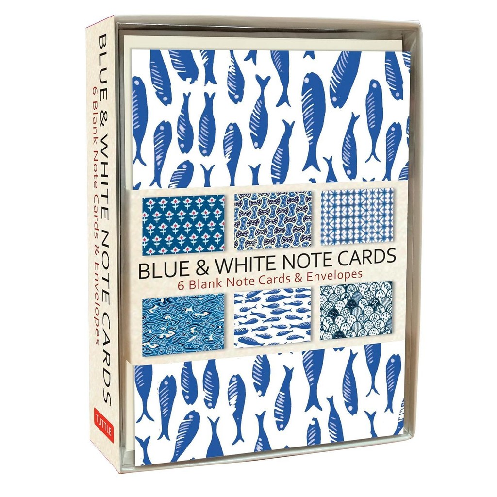 

Blue and White Note Cards : 6 Blank Note Cards and Envelope