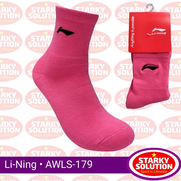[Promo] Kaos Kaki LINING AWLS 179 Badminton Basket Bulutangkis Sport Socks Original - Pink