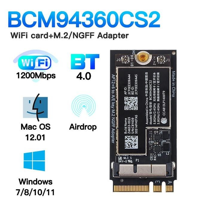 broadcom bcm94360cs2 wifi card macbook air A1465 A1466 2013 2017 - Second Bekas, Card+PCIeAdaNew