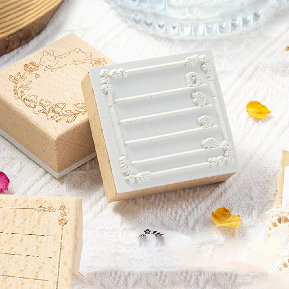 

Creative retro hand account seal lily of the valley wreath message frame series hedgehog wireframe decorative material stamp