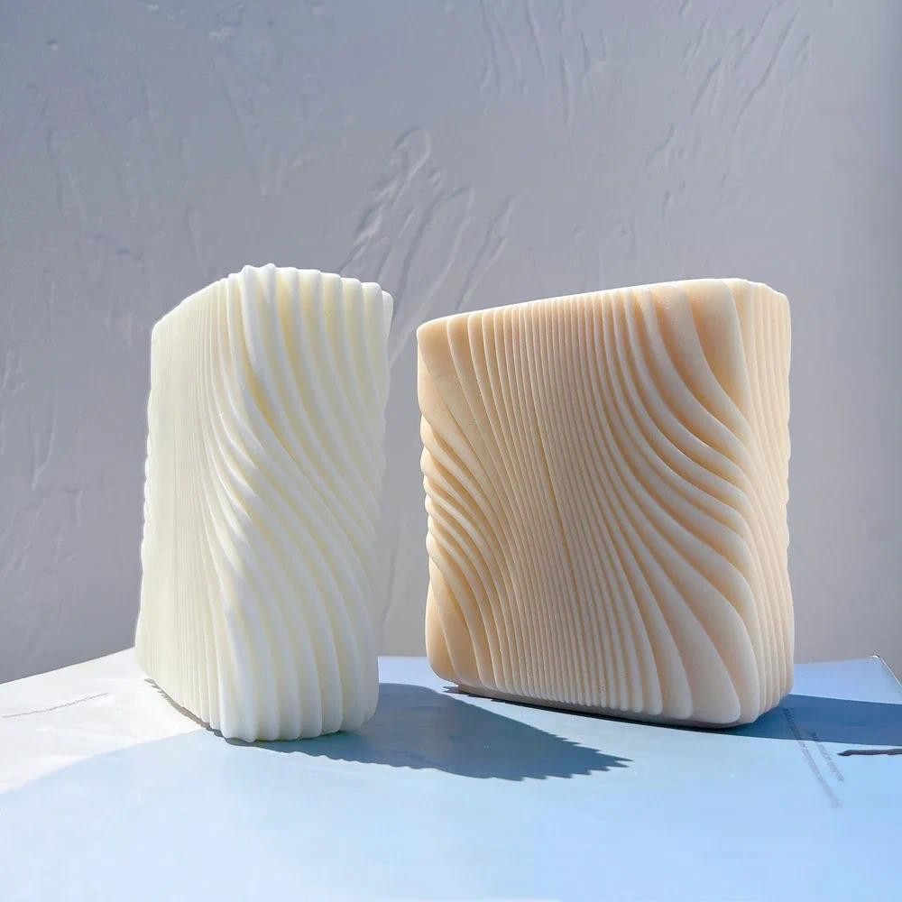

Block Square Swirl Candle Mold Geometric Spiral Twirl Silicone Molds Abstract Art Swirl Wax Mould