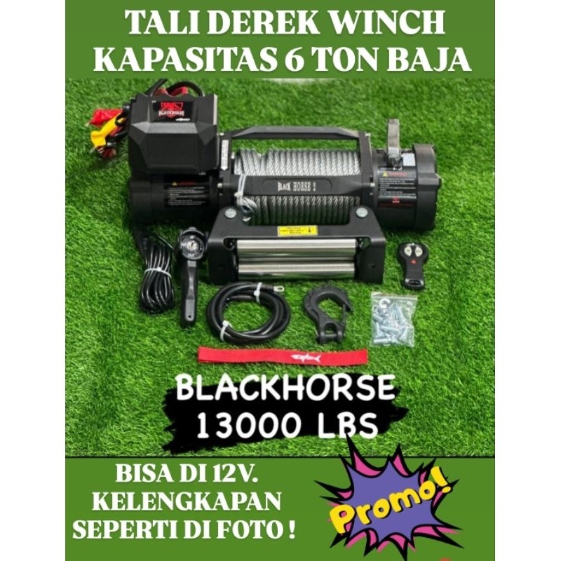 Winch offroad tali derek Black hors mobil jimny taft vitara 6 TON 13000lbsCO