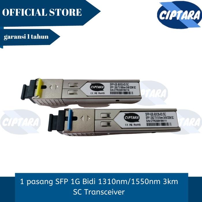 1 pasang SFP 1G Bidi 1310nm/1550nm 3km SC Transceiver