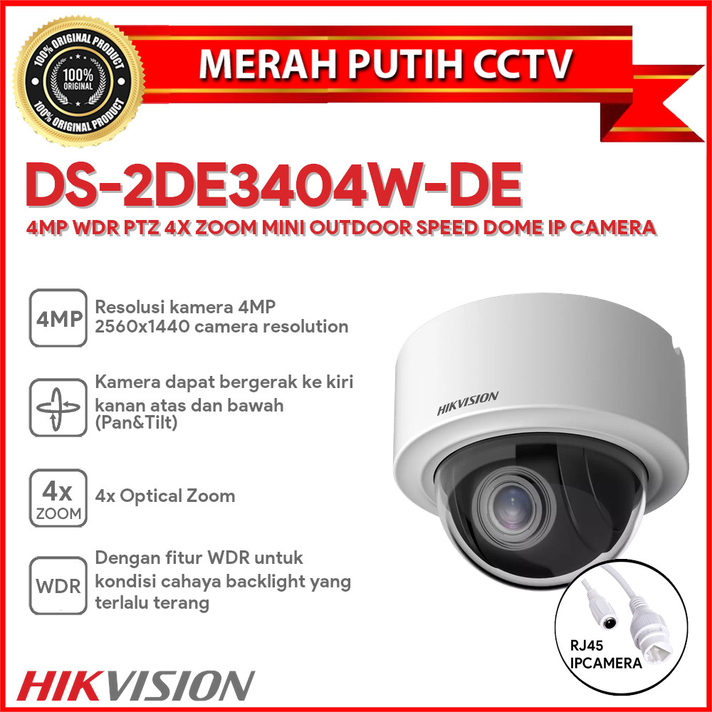 HIKVISION DS-2DE3404W-DE 4MP WDR PTZ 4X ZOOM MINI OUTDOOR SPEED DOME IP CAMERA
