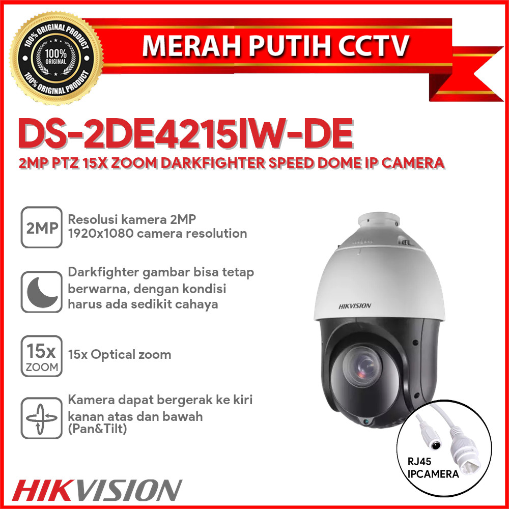 HIKVISION DS-2DE4215IW-DE 2MP PTZ 15X ZOOM DARKFIGHTER SPEED DOME IP CAMERA