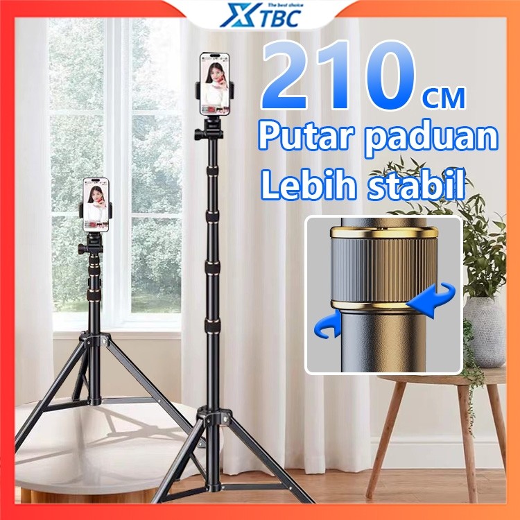 XTBC Tripod 210 CM Besi Plus Mini ball head Holder Tripod Hp Ring Light 2 Meter Live Streaming Tripo