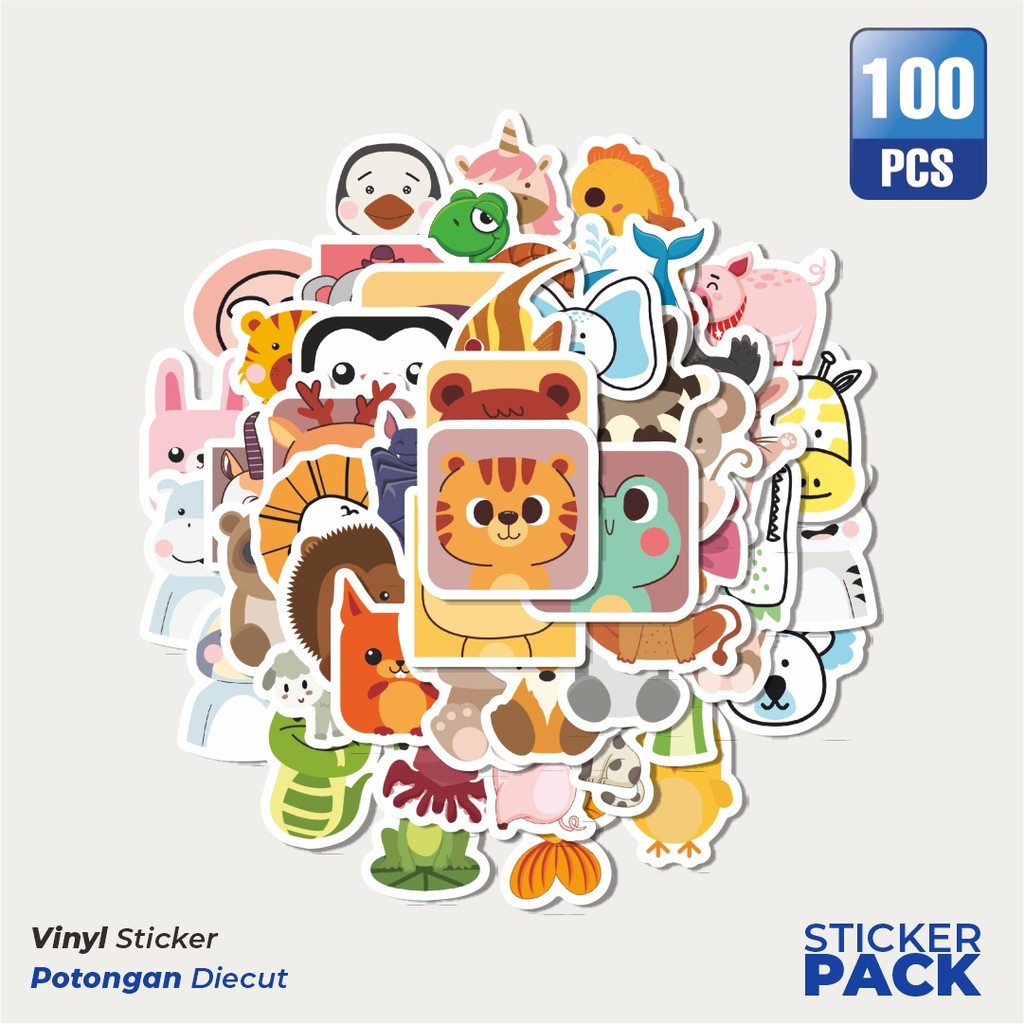 

Stiker Vinyl Stiker Random Hewan Lucu Waterproof Aesthetic- Untuk Laptop, Motor, dan Helm - Paper Stationery Pack