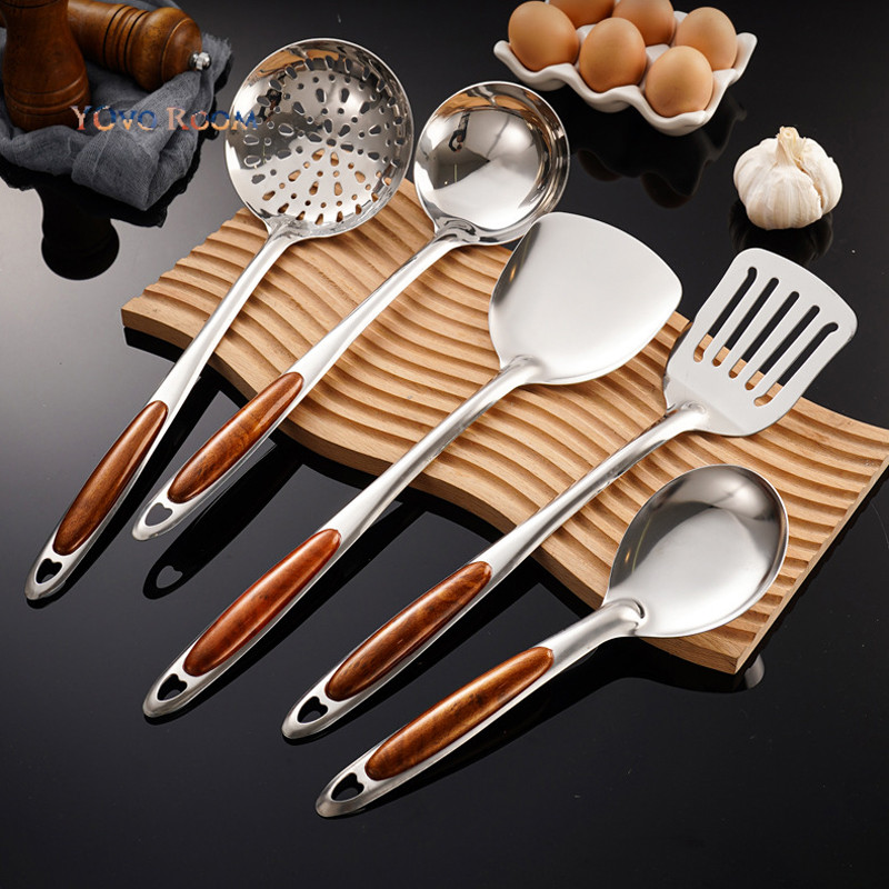 

Baja tahan karat Kayu persik imitasi Sekop penggorengan Rumah tangga Dapur Perkakas Memasak Sendok YOvo