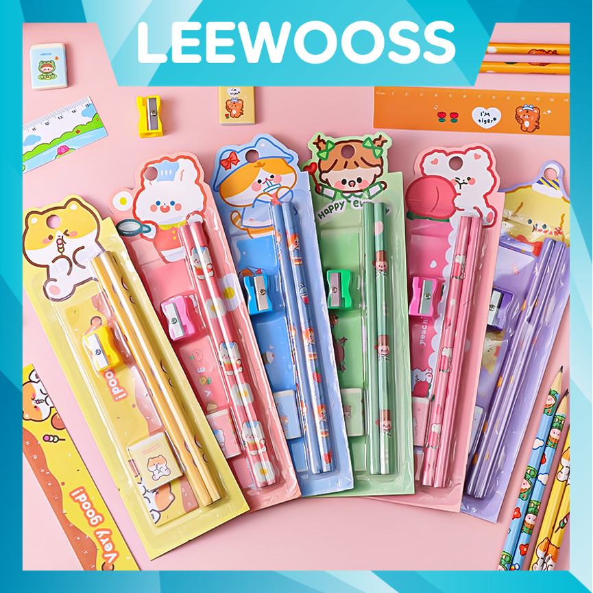 

LEEWOOSS S5692 Alat Tulis Set Mini Stationary Mini Stationery Mini Stationery Set Character Set Alat Tulis 5 in 1 Karakter