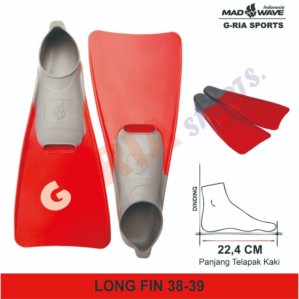 Kaki Katak Original Mad Wave Long Fin Standar Pemula Size 38-39