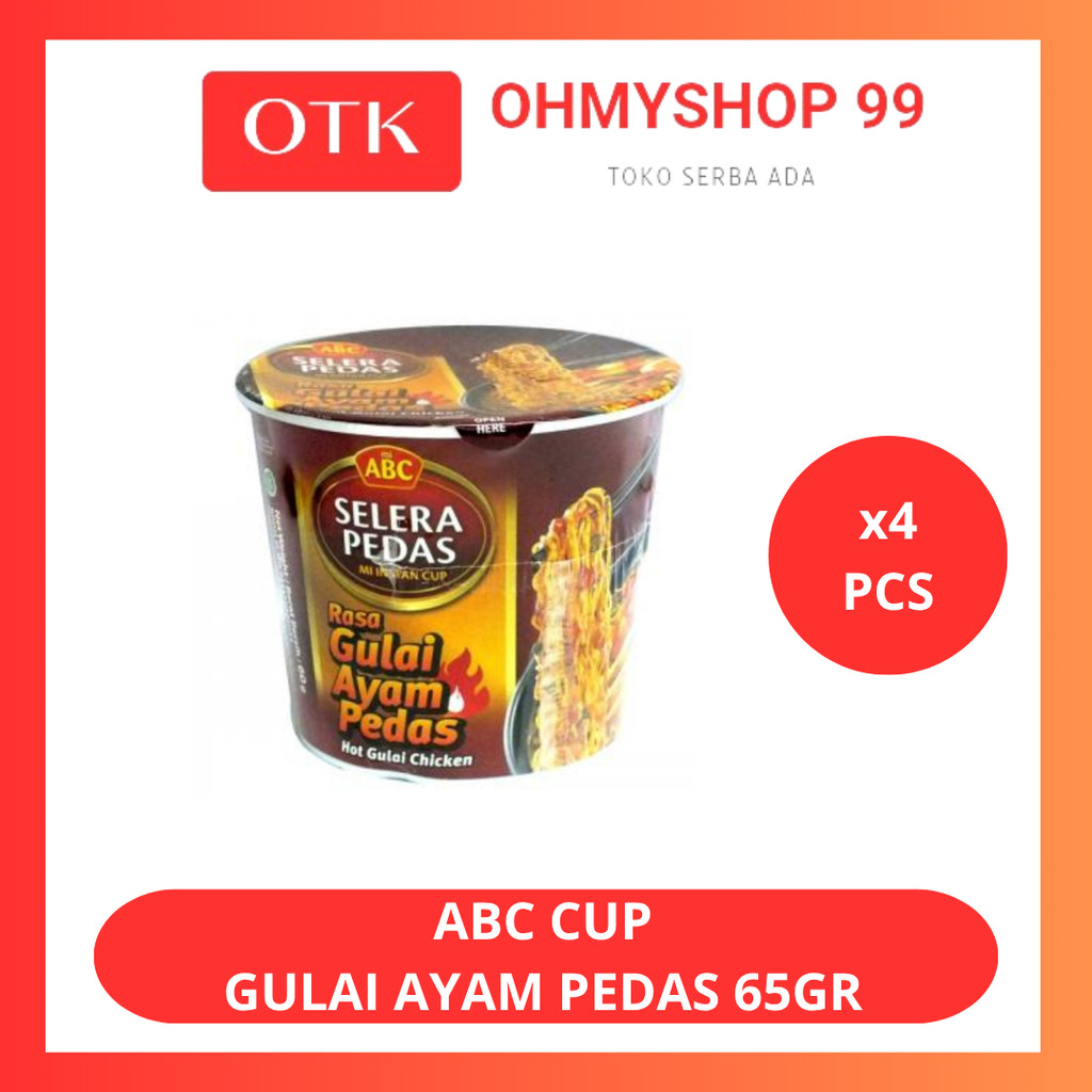 

ABC Mie Instan Cup Gulai Ayam Pedas 4x65gr