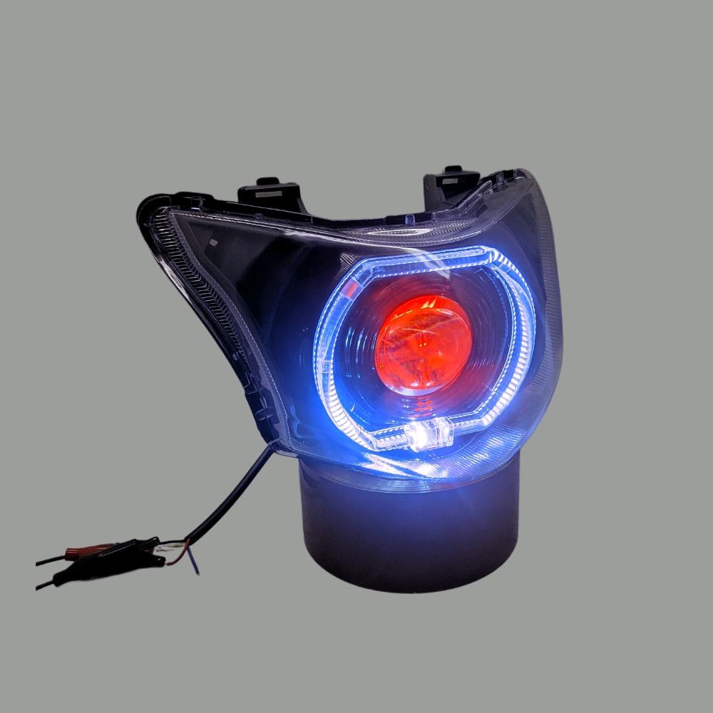SATU SET REFLEKTOR LAMPU DEPAN REVO FIT BILED 4,5IN ICE BLUE RED FULSET KUALITAS TERBAIK TINGGAL PAS