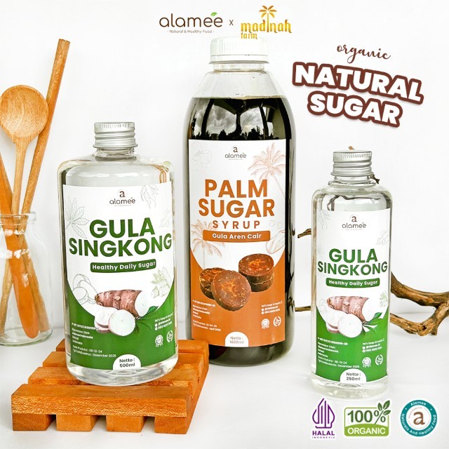 

ALAMEE Gula Aren Cair Singkong Ketela Palm Sugar Cair Organic Organik Pure Murni Sirup Pemanis Alami madinah