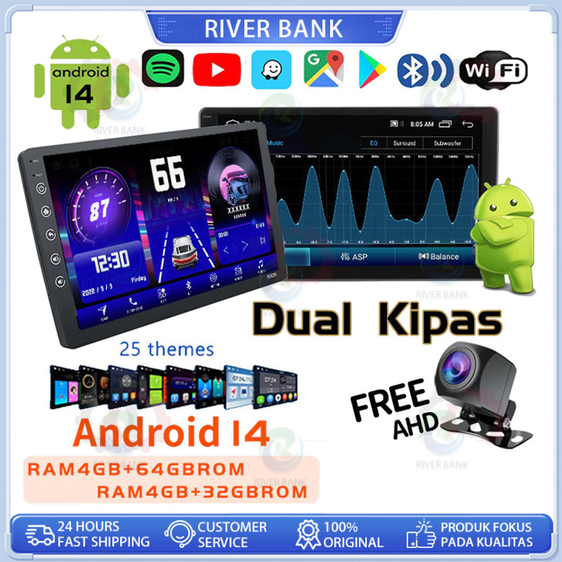 Dual Kipas 8g+128g Ips Screen Head Unit 7/9/10 Inch Car Android 14 Navigasi Untuk Toyota Daihatsu Mi