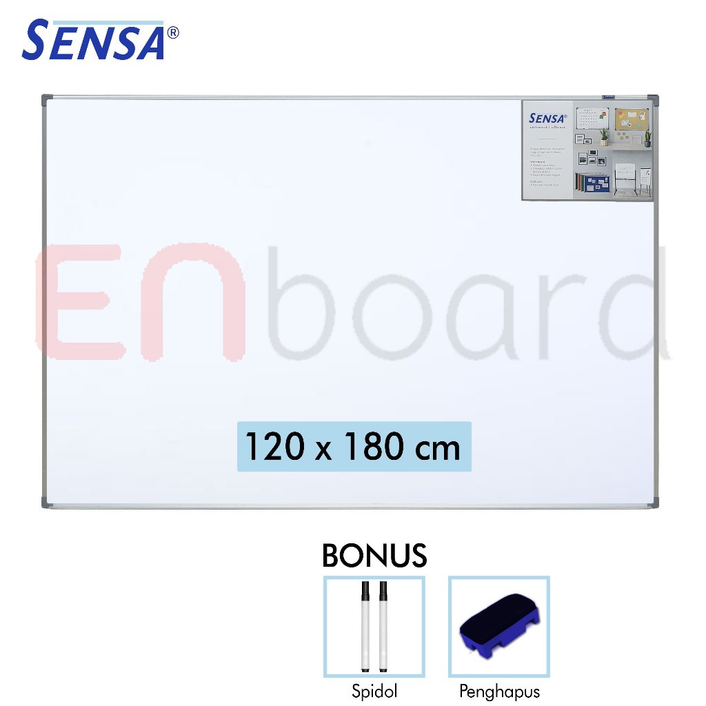 

Papan Tulis Whiteboard / White Board Gantung Single Face Sensa 120 x 180 cm