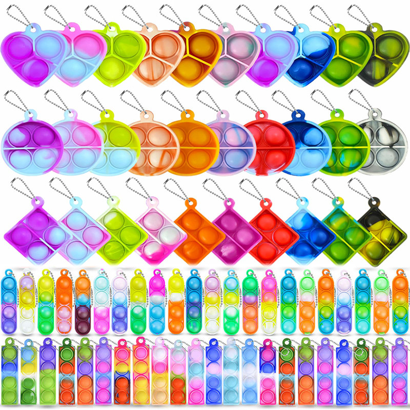 

20pcs Mini Pop Keychain Sensory Fidgets Toy Pendants for Kids Birthday Party Favors Guest Gifts Classroom Prizes Goodie Stuffers