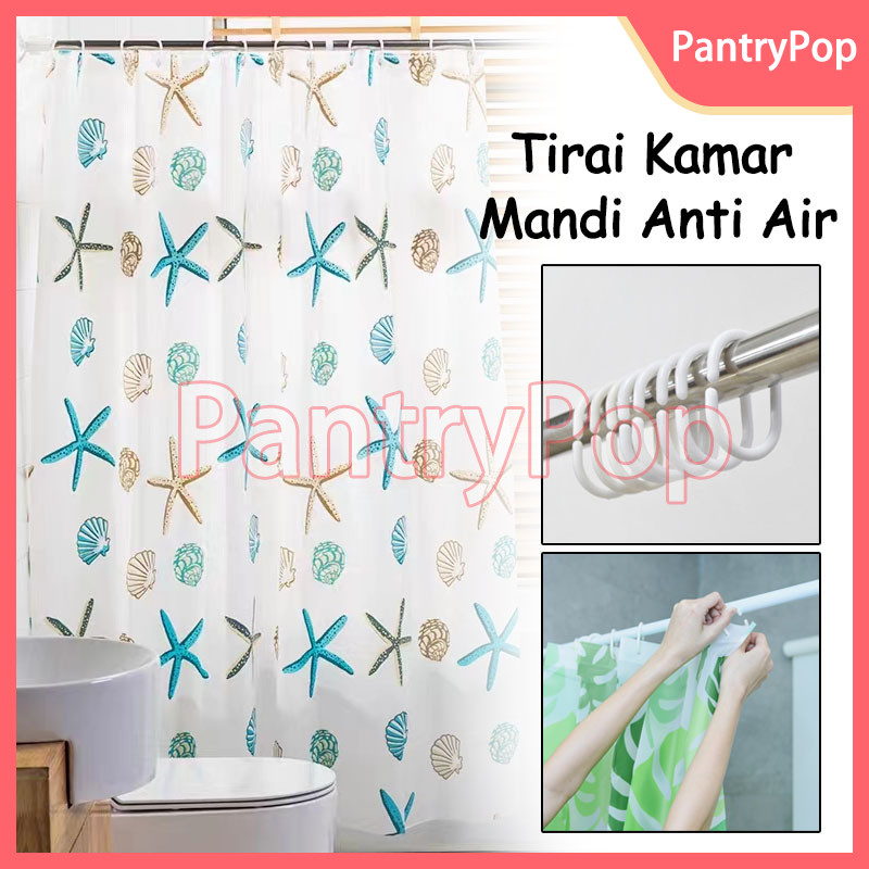 Gorden Tirai Warna Polos Pemisah Ruangan Anti Air / Ring Hook Tirai Plastik Anti Jamur Tirai Kamar M